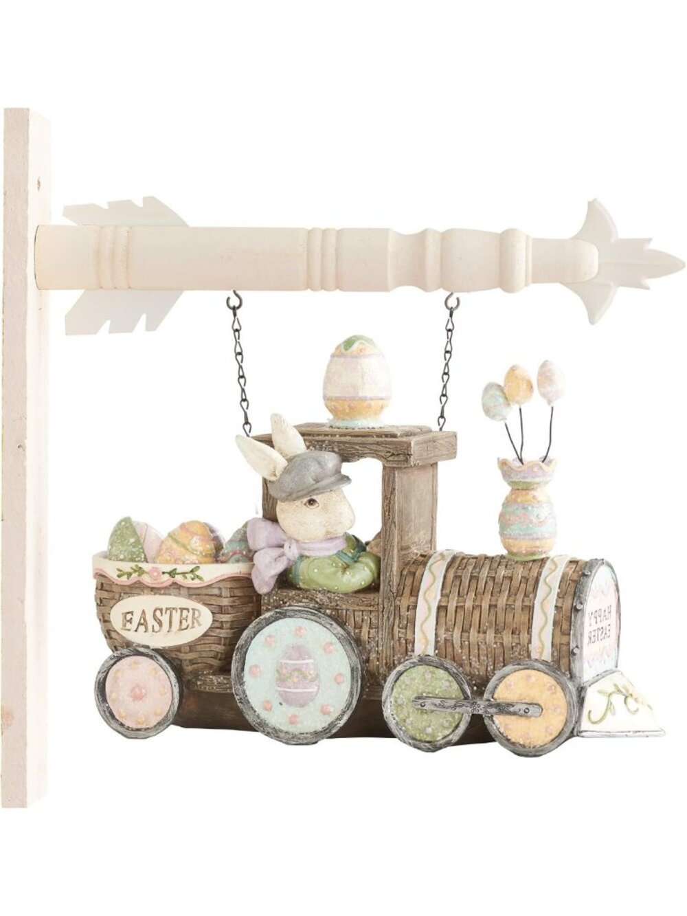 11-Inch Glittered Easter Bunny Train Arrow Decor - Spring Home Accent